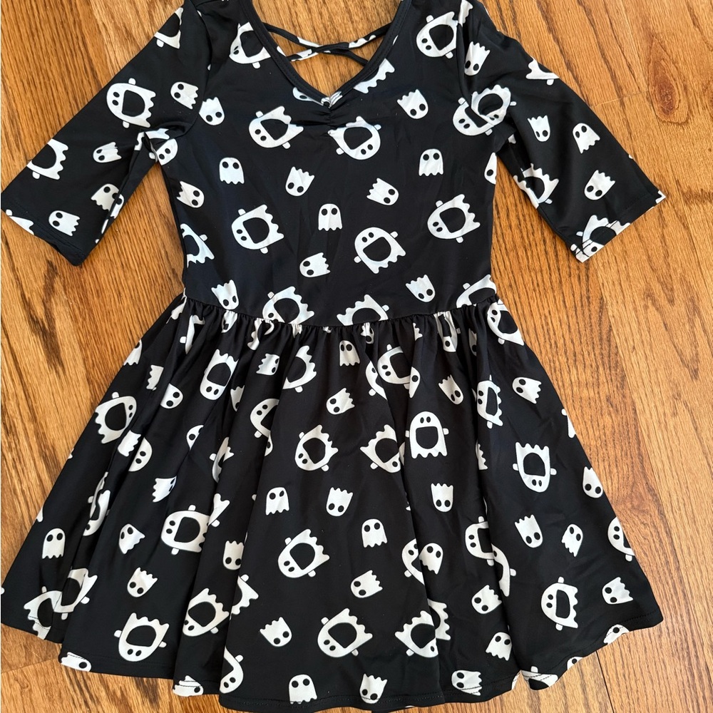 Dot Dot Smile Black and White Ghost Print Dress
